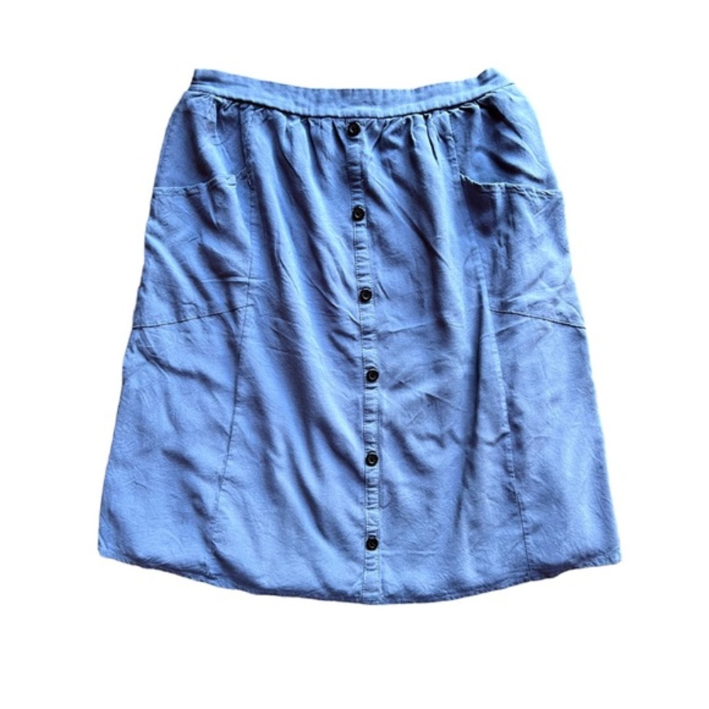 Everly Blue Button Down Lined Skirt Size Small